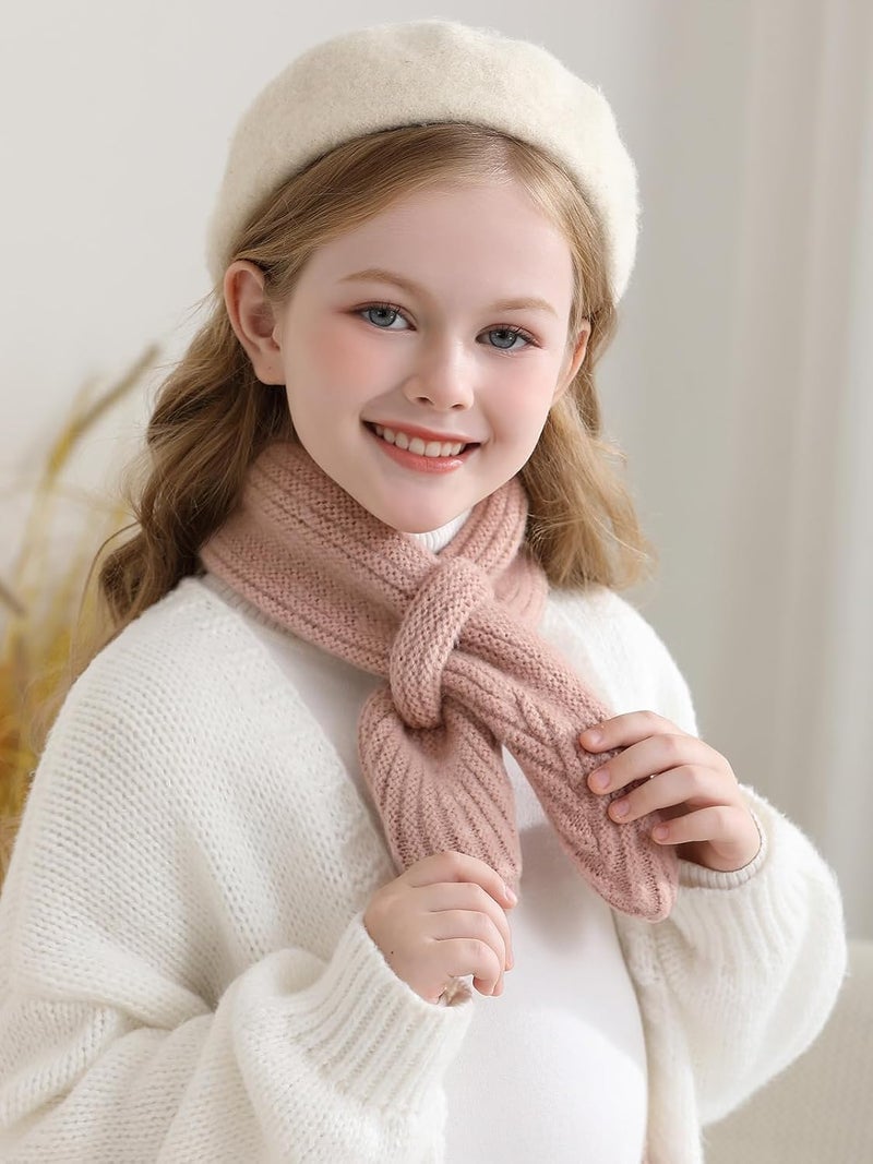 Haloumoning Kids Girls Knit Scarf Toddler Warm Winter Cross Tie Wrap Neck Warmer Cute Scarves 1-14 Years - Image 3